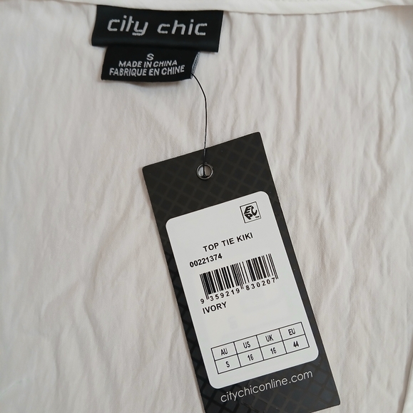 NWT City Chic Size 16 Tie Kiki Top White - Picture 2 of 4